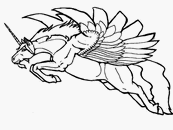 coloriage licorne ailee